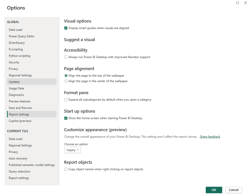 Report Settings in Power BI