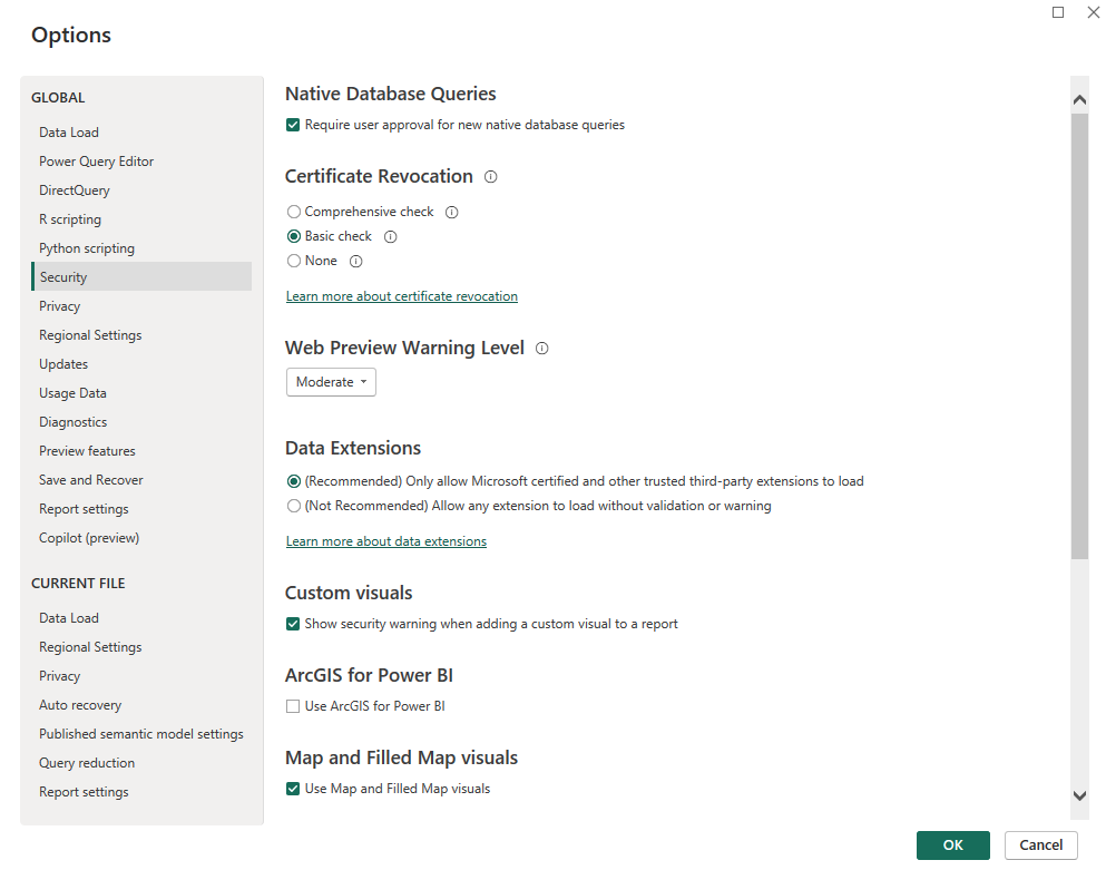 Security Settings in Power BI